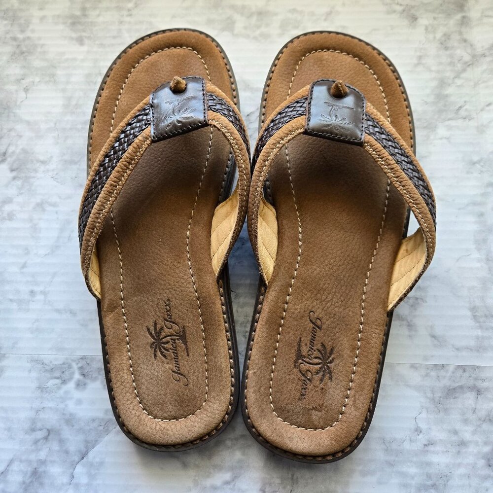 Jamaica Jaxx Leather Braided Flip Flops Sandals Mens Sz: L (10/11)